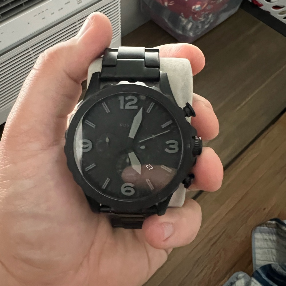 Fossil Nate Chronograph Black Stainless Steel Watch